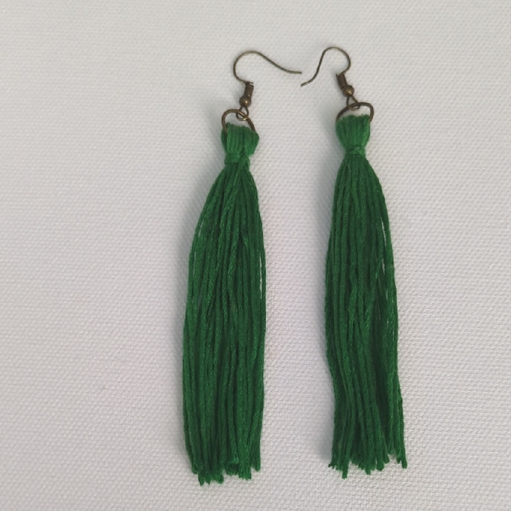 Elegant Green Tassel Earrings